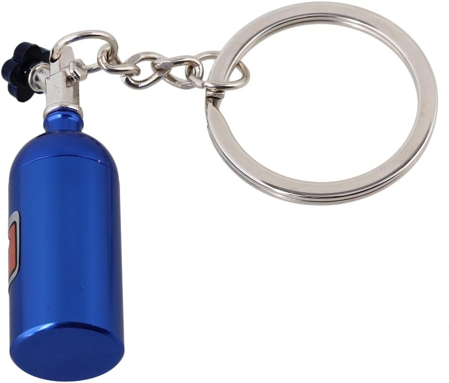 BQLZR Royal Blue Metal Alloy NOS Nitrous Oxide Bottle Keychain Keyring Car Key Holder Gift