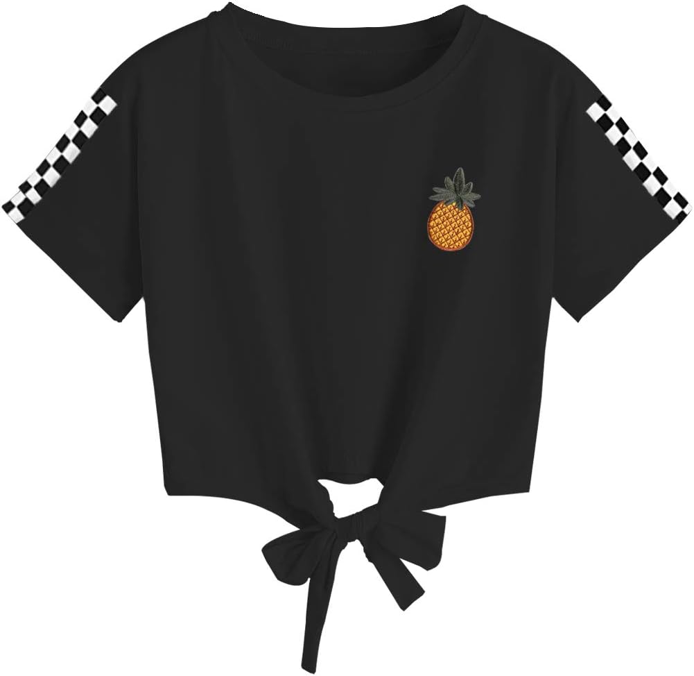 Women's Cute Crop Top Teen Girls Cropped Hoodie Pineapple Print Sweater Jacket Sweatshirt Jumper Pullover Tops