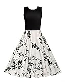 OUGES Women's 1950s Sleeveless Patchwork Vintage Dress