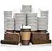 Ilyapa 100 Pack - 16 oz To Go Coffee Cups with Sleeves, Lids & Stirrers - Disposable & Recyclable Brown Paper Travel Coffee Cups
