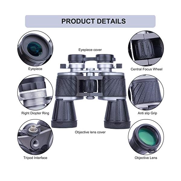 10x50 Fernglas für Erwachsene, HD Professional/Wasserdichtes Beschlagfreies Fernglas mit Lichtverhältnissen, langlebiges… – Bild 3