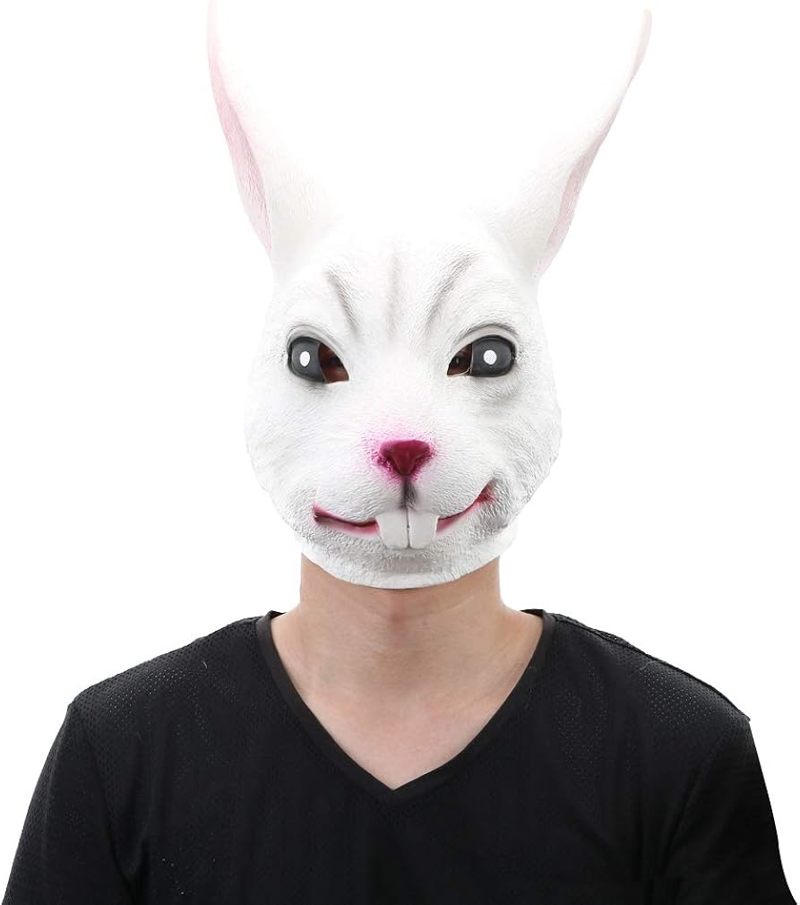 Unisex Deluxe Latex Rabbit Mask Adult Animal Mask for