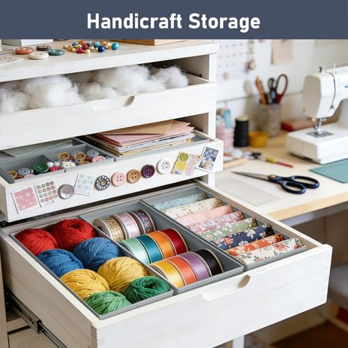DIMJ 12 Pack Drawer Organisers Foldable Storage Box Fabric Drawer Dividers Wardrobe Storage Organiser Storage Cubes for Bras, Socks, Underwear, Ties, Scarves, Cosmetics