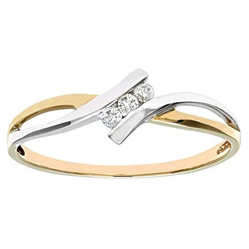 SISGEM Women's Moissanite Ring, 9 ct Yellow and White Gold Crossover Engagement Ring for Her Him