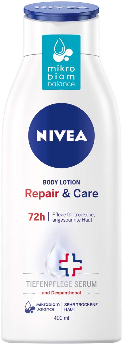 NIVEA & Care Body Lotion (400 ml), Lotion for Very Dry Skin & Relieves Tension, Keeps Skin Microbiom in Balance and Nourishes Especially Gentle