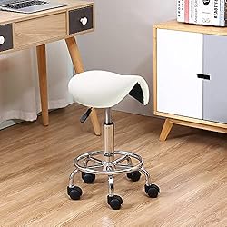 KKTONER Saddle Stool with Foot Rest PU Leather