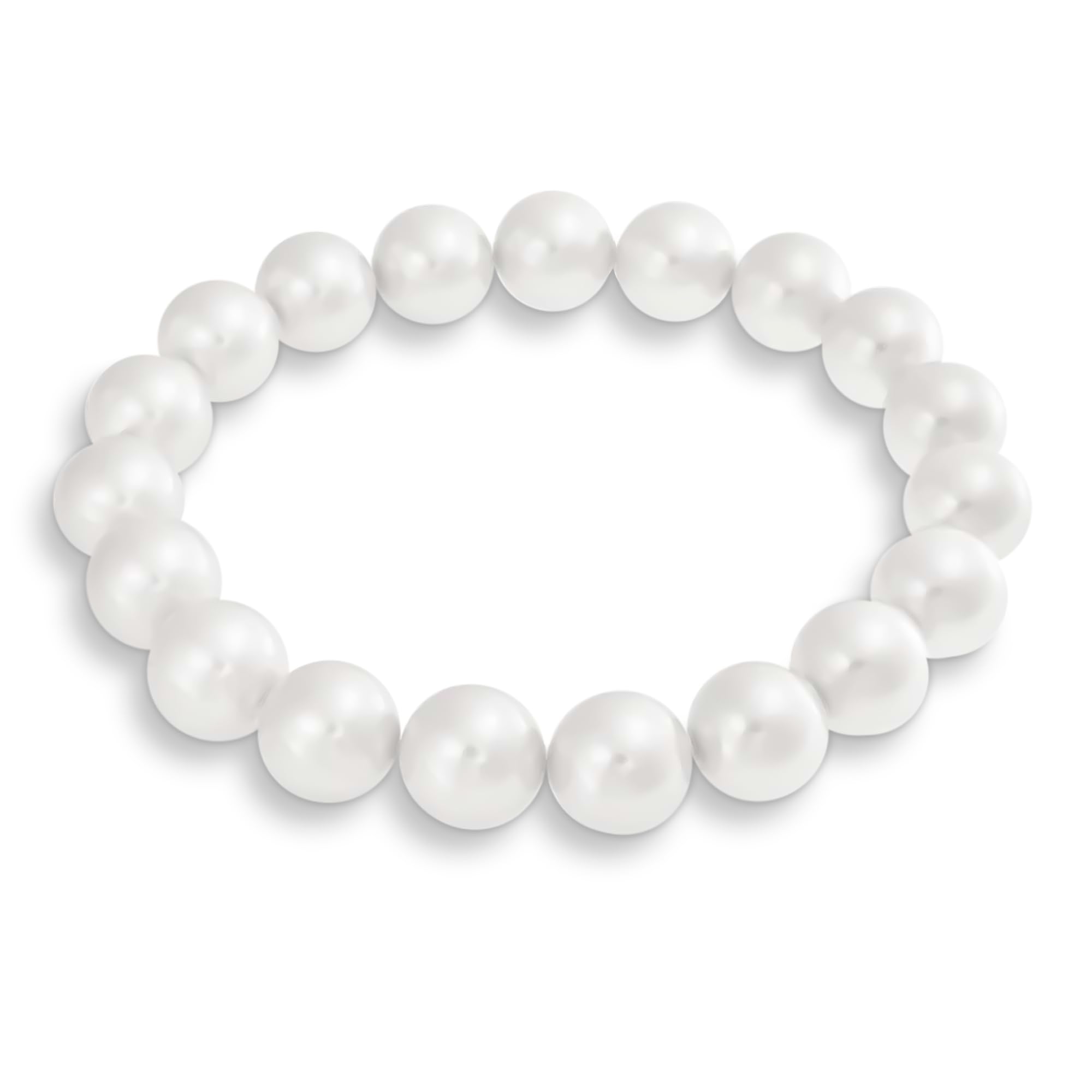 Bling Jewelry Fashion Simple Ball Round Stackable Single Strand Stretch White Simulated Pearl Bracelet For Women For Teen 10MM