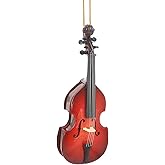 Dselvgvu 5.12" Wooden String Miniature Double Bass Hanging Ornament Mini Musical Instrument Contrabass Replica Christmas Tree Home Decoration Display Ornament Upright Bass Model (5.12" Double Bass)