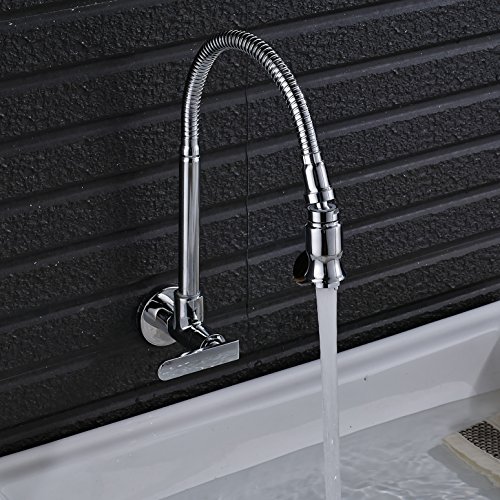 Rozin Wall Mounted Flexible Rotatable Spout Sink Faucet Single Cold Water Tap