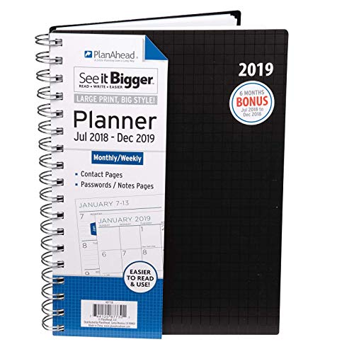 PlanAhead See It Bigger 18 Month Planner, July 2018 - December 2019, Assorted Colors (9.1 x 6.8 x 0.8 inches)