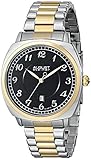 August Steiner Men's AS8160TTG Silver And Gold Swiss Quartz Watch with Black Dial and Two Tone Bracelet