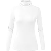 Herou Womens Long Sleeve Turtleneck Slim Fitted Lightweight Casual Active Layer Tops Shirts