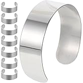 Milisten 8pcs Bracelet Blanks Stainless Steel Bracelet Cuffs Hammered & Engraved Handmade Bangle for DIY Jewelry Making Men Women Customizing