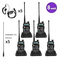 Baofeng UV-5R Radio 8Watt Ham Radio Dual Band Baofeng Walkie Talkie Baofeng BF-F8GP Two Way Radio UHF VHF Walkie Talkies with TIDRADIO-771 Antenna 5 Pack