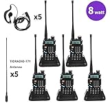Baofeng UV-5R Radio 8Watt Ham Radio Dual Band Baofeng Walkie Talkie Baofeng BF-F8GP Two Way Radio UHF VHF Walkie Talkies with TIDRADIO-771 Antenna 5 Pack