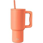 Simple Modern 30 oz Trek Tumbler with Handle and Straw Lid | Cup Holder Friendly Insulated Stainless Steel Travel Mug | Clementine