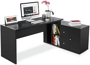 En forma de L para, moderno elegante mesa de ejecutivo con oculta de