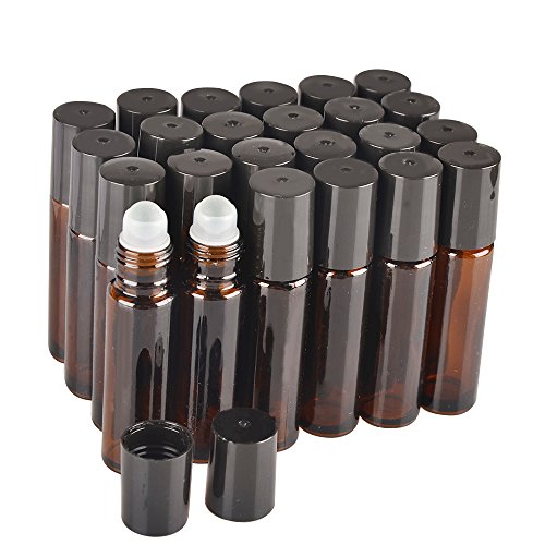 24 Pack,10 ml Amber Glass essential oil roller Bottle Bottles with Removable Glass Roller Ball.Designed for Essential Oil,Perfume Oils and Mosquito repellent liquid. 24 Pack,10 ml Amber Glass essential oil roller Bottle Bottles with Removable Glass Roller Ball.Designed for Essential Oil,Perfume Oils and Mosquito repellent liquid.