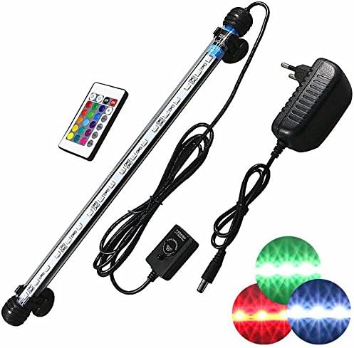 MingDak Kit de contrôle lumière LED à distance pour aquarium, lampe tube barre Cristal, adapté pour l’aquarium d’eau de mer et d’eau douce, 18 Leds, changement d'éclairage flexible, 14,5 pouces