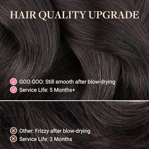 GOO GOO Tape in Hair Extensions Human Hair, 1 Jet black, 20inch 50g 20pcs, Skin Weft Seamless Invisible, Silky Straight with Thick Ends, Remy Human Hair