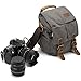 Camera Bag Vintage Canvas Shoulder Genuine Leather Trim Shockproof Messenger Bag­ for SLR/DSLR (Grey)