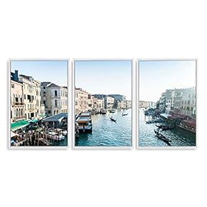 3 Piece Framed Canvas Wall Art for Living Room, Bedroom Italy City Landscape Canvas Prints for Modern Home Decoration Ready to Hang - 16"x24"x3 Panels