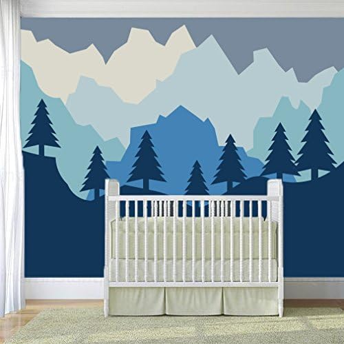 Forest and Mountains - Baby Girl/Boy - Nursery Wall Decal for Baby Room Decorations - Mural Wall Decal Sticker for Home Children's Bedroom(J115) (Wide 65"x50" Height)