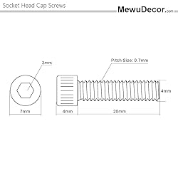 M4-0.7 x 20mm Socket Head Cap Screws Bolts, Allen