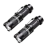 HAUSBELL Flashlights, Handheld Flashlights, 7W Mini LED Flashlights, Tactical Flashlights, Zoomable, High Lumen, Water Resistant, 3 Light Modes for Kids, Camping, Hiking (2 Pack)