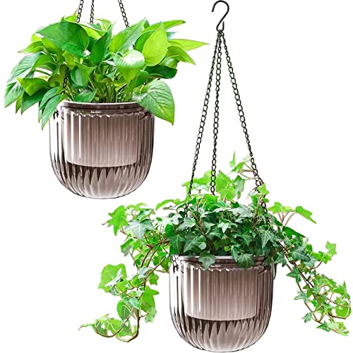 Set Of 2 Self Watering Hanging Planters, 6.5 Inches Approx. 16.5 cm