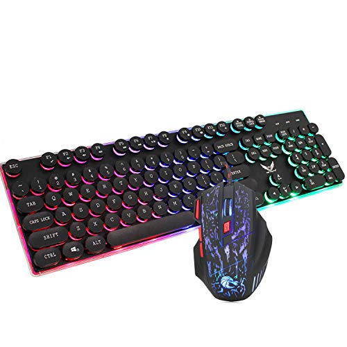 Game Keyboard and Mouse,Sunsee ZERODATE J40 Wired Keyboard Mouse 104 Keys Ergonomic for Typing Games Compatible - Thumbnail 4