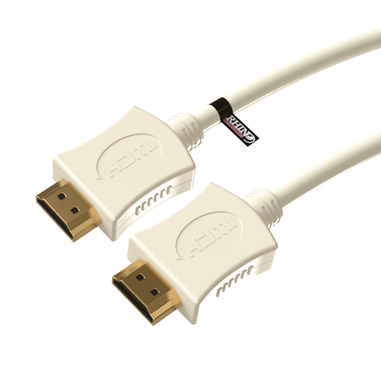 rhinocables High-Speed HDMI Cable 1080p, 4K UHD and 3D Support, ARC Compatible Lead for TVs, Gaming Consoles, DVD, Set-Top Boxes, Laptop, and other audio-visual devices (White, 1m)