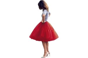 YULUOSHA Tulle Skirt,Women's Midi Tulle Tutu Skirt Fluffy Princess Five Layers A line Party Prom Underskirt