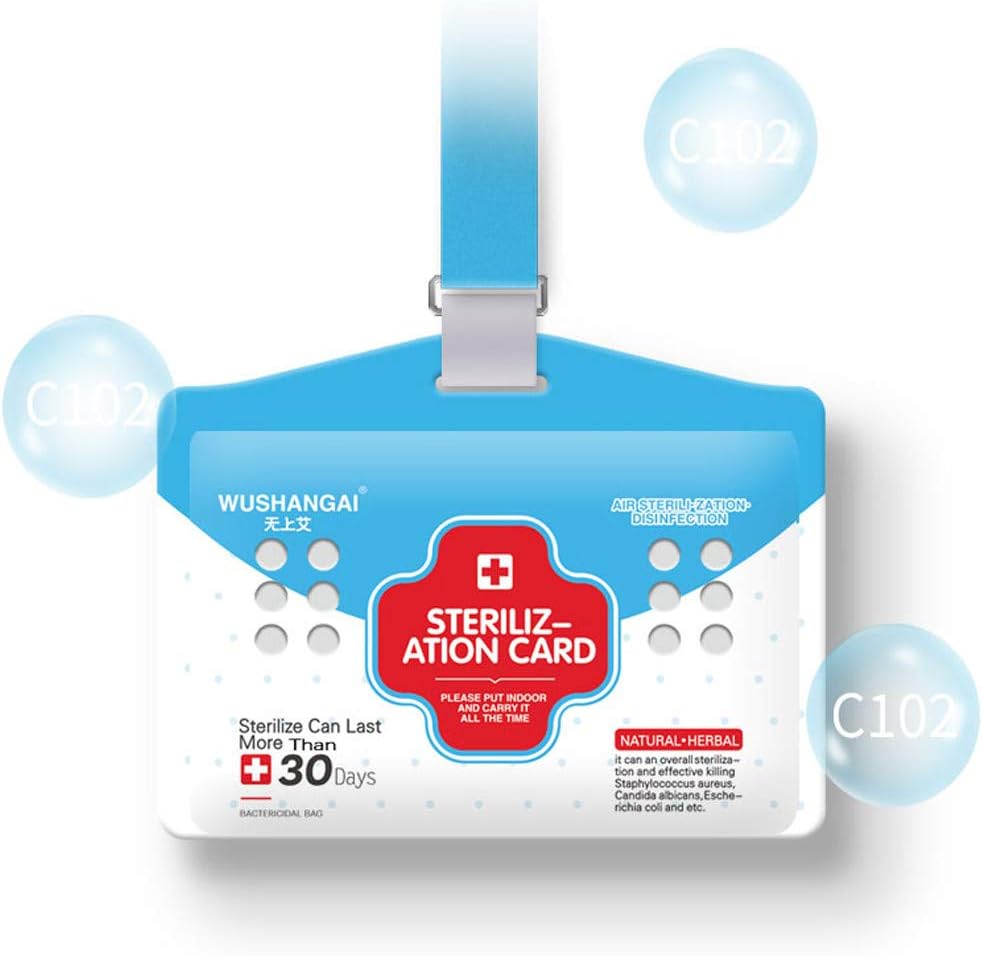 Air Sterilization Card Disinfection Lanyard Protect Card Heavy Duty Horizontal Id Card Name Tag Badge Holder Waterproof Resealable,Staying Up to 3 Month (Blue, 4.72 x 6.5inch（12 x 16.5cm))