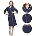 M&M Mymoon Womens Cotton Robe Soft Breathable Kimono Robes Knit Bathrobe Loungewear Short Sleepwear (Navy Blue, L)