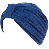 Soft Terry Cloth Turban Head Cover with Reversible Knot or Button Front (Available in 10 colors)