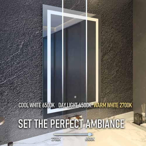 MAVISEVER LED Bathroom Mirror 24"x 36" for Wall, Vanity Lighted Mirror