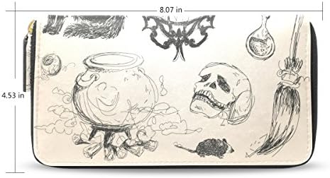 Clutch Leather long Wallet,Halloween Skull Pumpkin,Card Holder Purse Bag E14