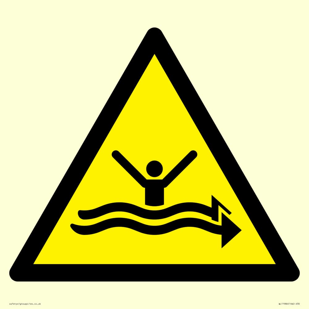 W057 Warning: Strong currents Sign - 300x300mm - S30