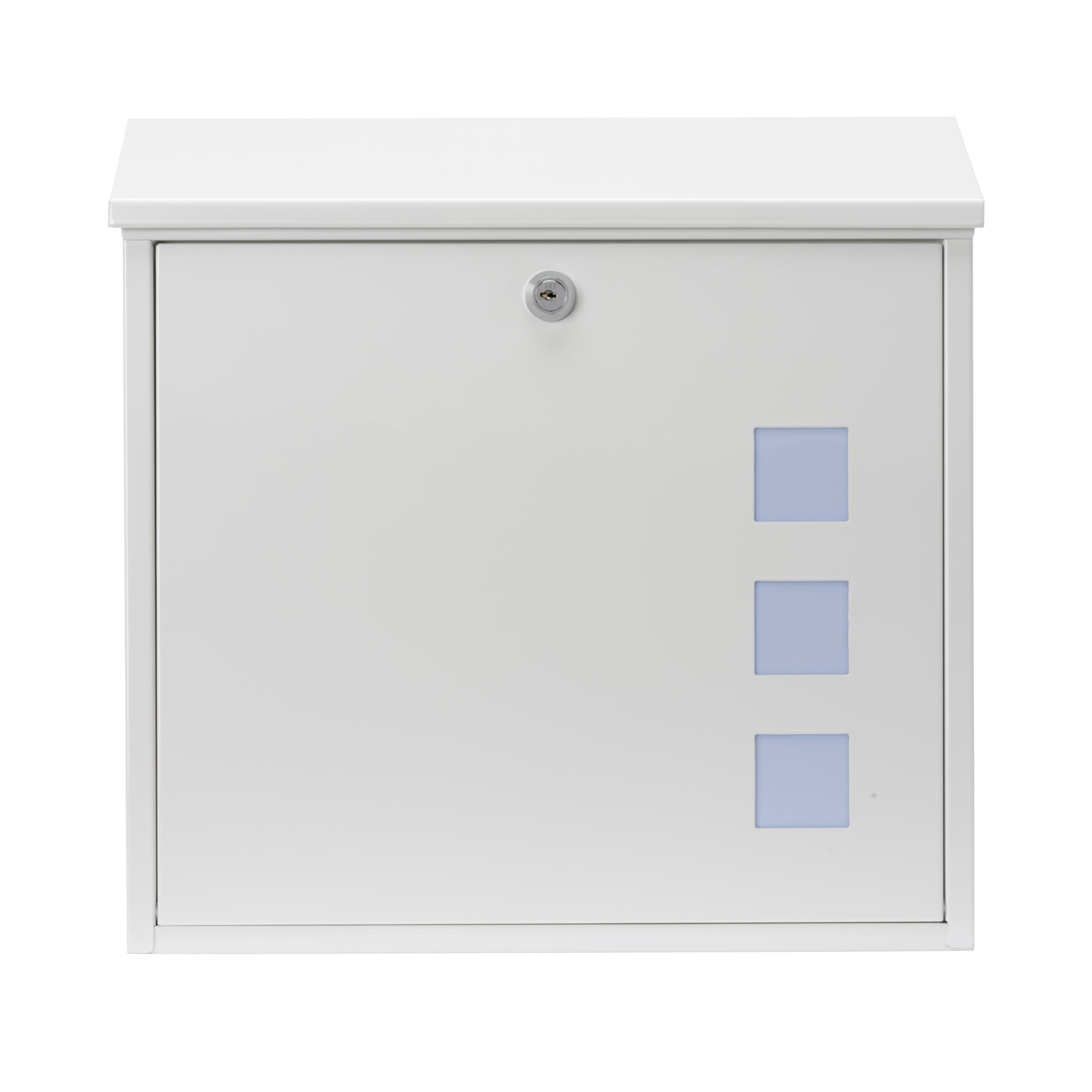 Burg-Wachter MB08 Aire Wall Mounted Galvanised Steel Lockable Weatherproof Post Box - White - 37x36x11cm