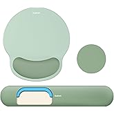 Sushret Mouse Pad and Keyboard Wrist Rest, 3-in-1 Gel Memory Foam Ergonomic Mouse Pad with Wrist Rest Set,Gaming Mousepad Arm Cushion Support for Computer Office Desk Accessories Cute Setup,Sage Green