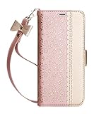 WWW Galaxy S8 case, [ Mirror Series] RFID-Resisting PU Leather Case Kickstand Flip Case with Card Slots and Mirror for Samsung Galaxy S8 Rose Gold