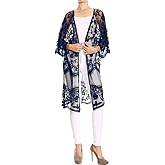 Anna-Kaci Floral Crochet Lace Cardigan for Women Beach Cover Ups Dress Kimono