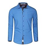 Men's Casual Slim Fit Formal Western Work Contrast Long Sleeve Button Down Shirts