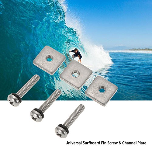 Festnight 3 Universal Stainless Steel Surfboard Longboard Fin Screw Channel Plate Replacement Kit for SUPs Long Boards…