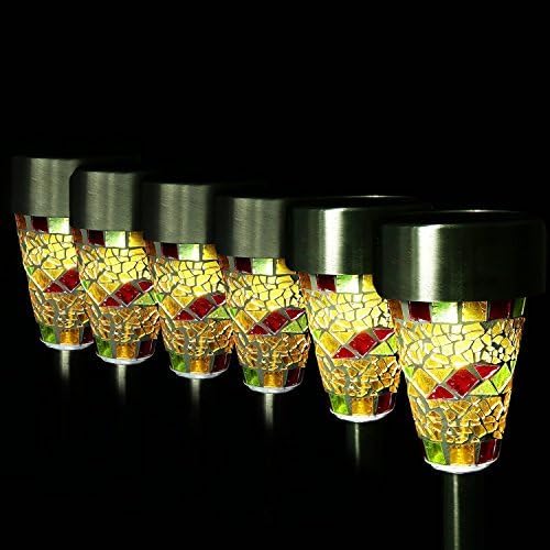 Solar Glass Mosaic Border Led Path Lights, APOLLED Water-proof Easy Installation Solar Led lights with ON/OFF Switch for Garden Festival Decoration by APOLLED