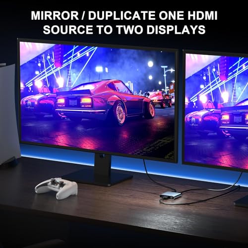HDMI Splitter 1 In 2 out 4K 60Hz 4:4:4, AVIDGRAM HDMI 2.0 Divisor4K HDR with Copy, Downscaler, and Auto Mode Compatible with Xbox, PS4 Pro, PS5