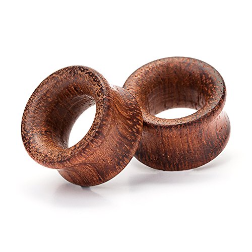 CABBE KALLO 2Pair Natural Wood Ear Tunnels and Plugs Vintage Brown Wooden Ear Stretcher Gauges (Gauge=6mm(2g)) - Thumbnail 3