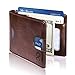 REYLEO Bifold Wallets Front Pocket Minimalist Leather Slim Wallet RFID Blocking Genuine Leather Wallets Card Case with Money Clip Brown