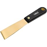 CHILI Tools. 1-1/4" Brass Putty Knife with Non-Spark, Non-Scratch, Non-Magnetic Brass Full Tang Blade, Sharp Grounding Tip and Durable Nylon Handle for Scraping in Tight Areas, Made in Taiwan